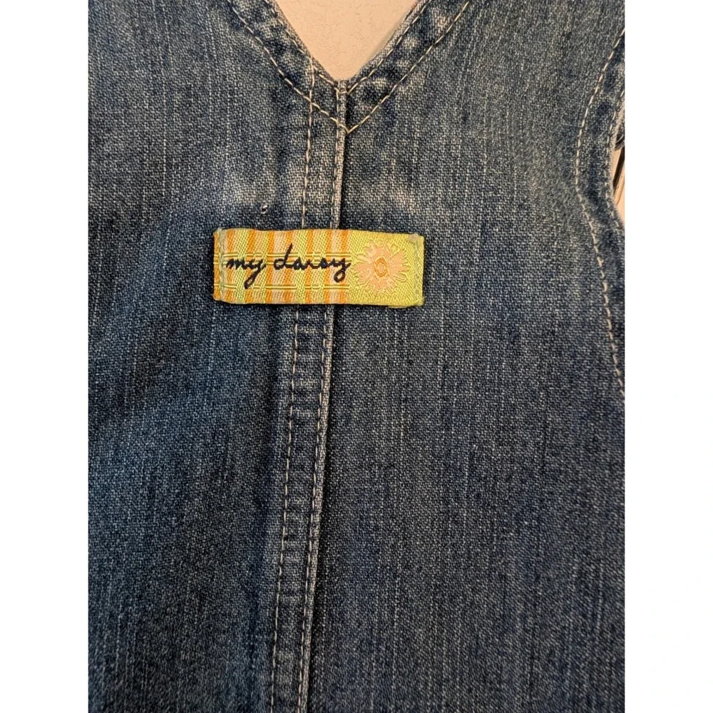 Vintage Carters Kids Denim Sunflower‎ Overalls Medium Wash Blue 12-18M